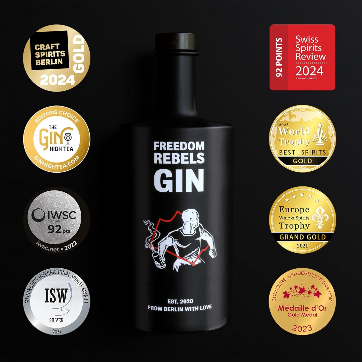 FREEDOM REBELS GIN – From Berlin with Love – Premium Craft Gin – 0.5l – 50%